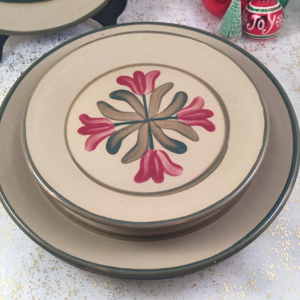 Beaumont Brothers Pottery - Pink Tulip Hand Painted 2002 Salad Plate